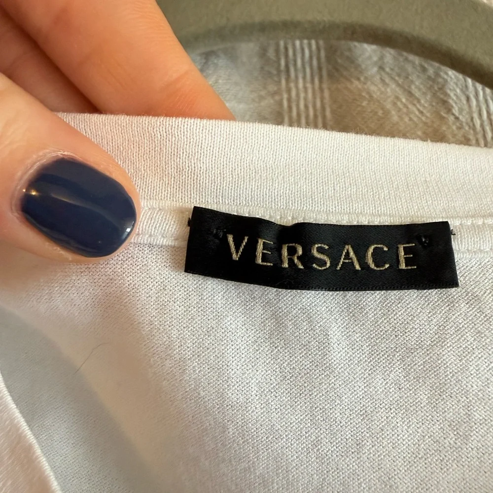 Versace Classic White Tee w/ Safety Pin Print - Picture 4 of 8